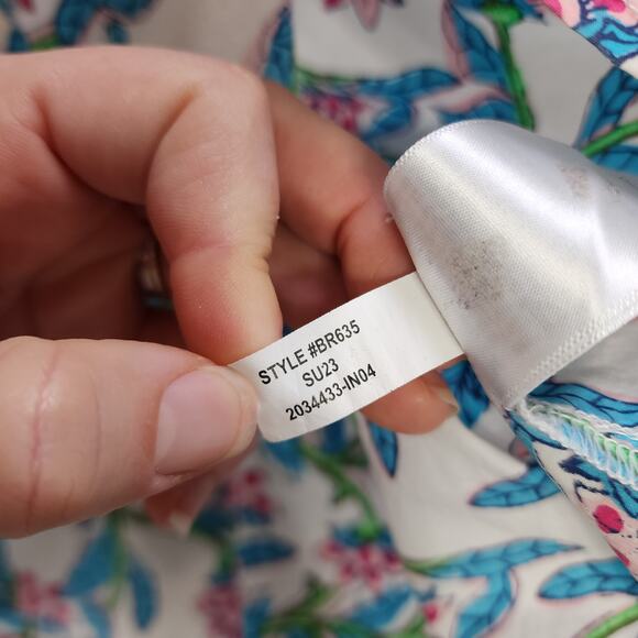 J Crew Factory Womens Puff Sleeve Top Size Large Floral Print Smocked Cotton - Picture 9 of 11